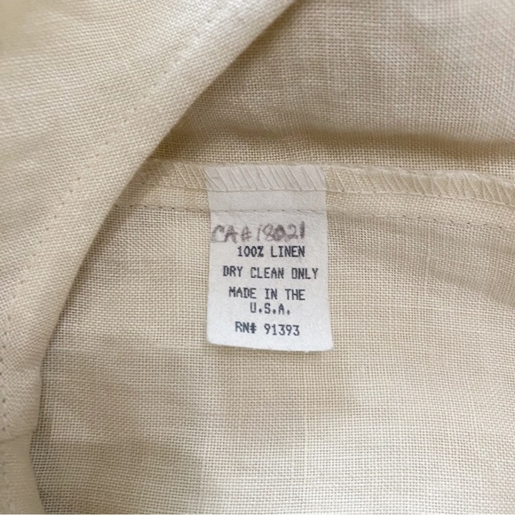 MISS PATINA VINTAGE 100% LINEN CREAM NAVY SCALLOPED SHIFT DRESS - S/P - Picture 11 of 11